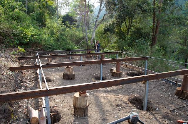 Ready for concrete - building guest sleeping platforms at Nightfall wilderness camp 